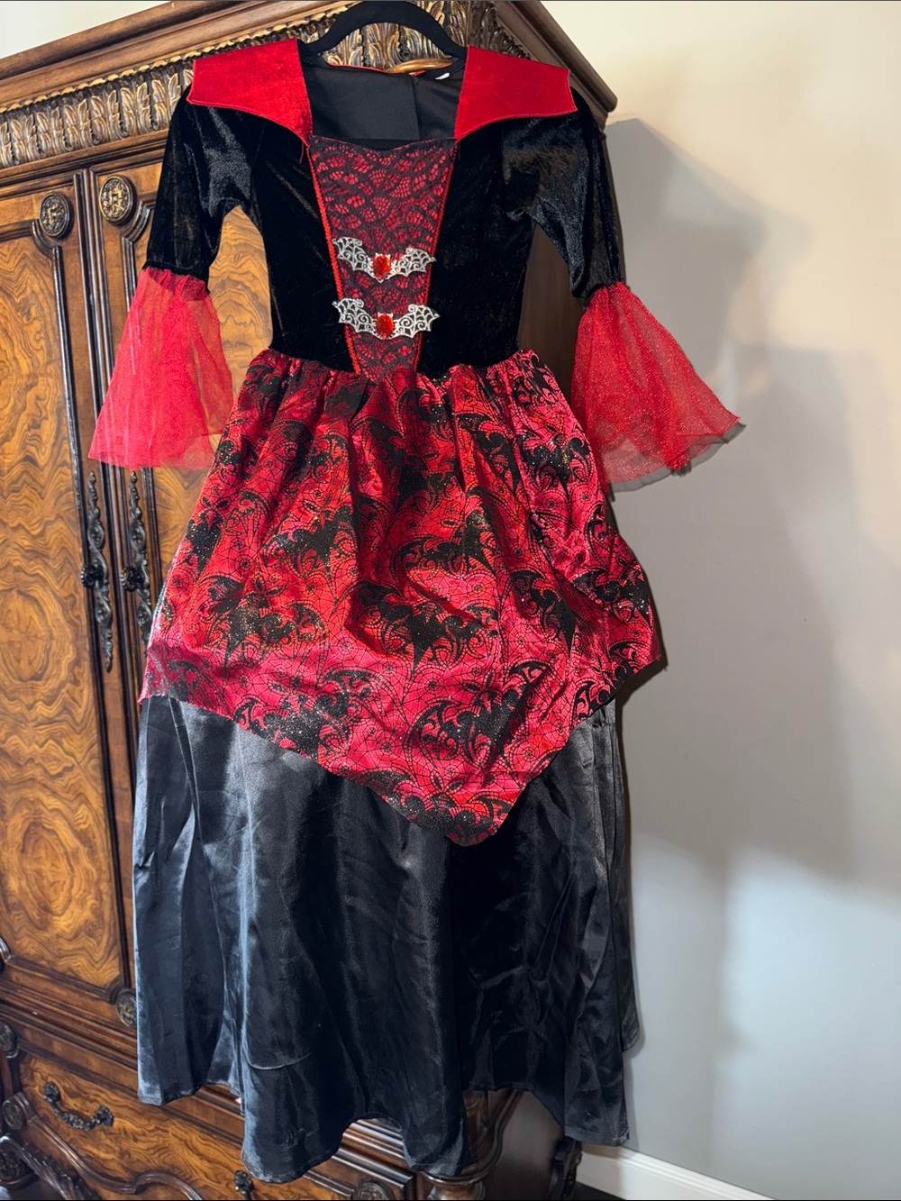 Girls' Red & Black Vampire Costume Dress - Halloween